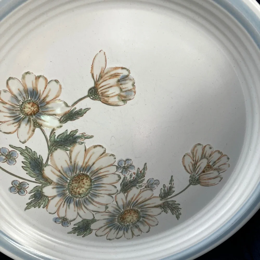 Baker Hart Stuart Dinner Plates Daisy 10.5in White Blue Vintage Floral Set of 6